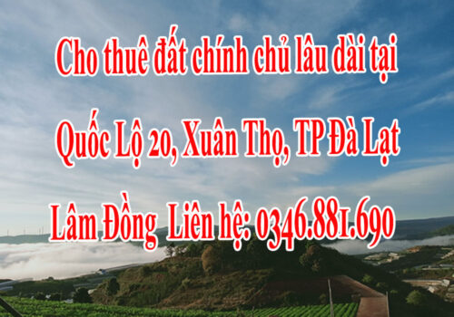 Cần cho thuê đất chính chủ lâu dài tại: Quốc Lộ 20, Xuân Thọ, TP Đà Lạt, Lâm Đồng