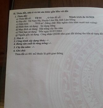 BÁN ĐẤT tại Nam Hà, Lâm Hà, Lâm Đồng.