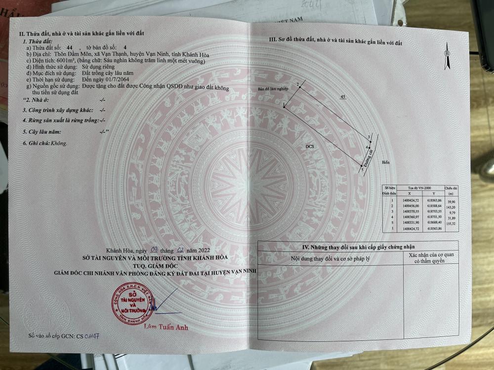 Mặt Biển Du Lịch Bắc Vân Phong Chỉ 990 Ngàn/m2.