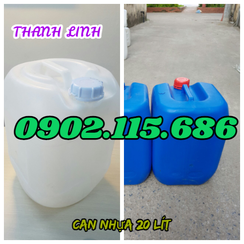Can nhựa nguyên sinh, can nhựa 20 lít, can đựng hóa chất, can nhựa 20 lít màu xanh, can nh