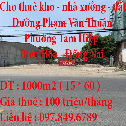 Cho thuê kho, nhà xưởng, đất
