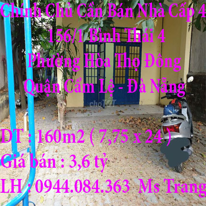 Chính Chủ Cần Bán Nhà Cấp 4 Ở Phường Hòa Thọ Đông, Quận Cẩm Lệ, Đà Nẵng