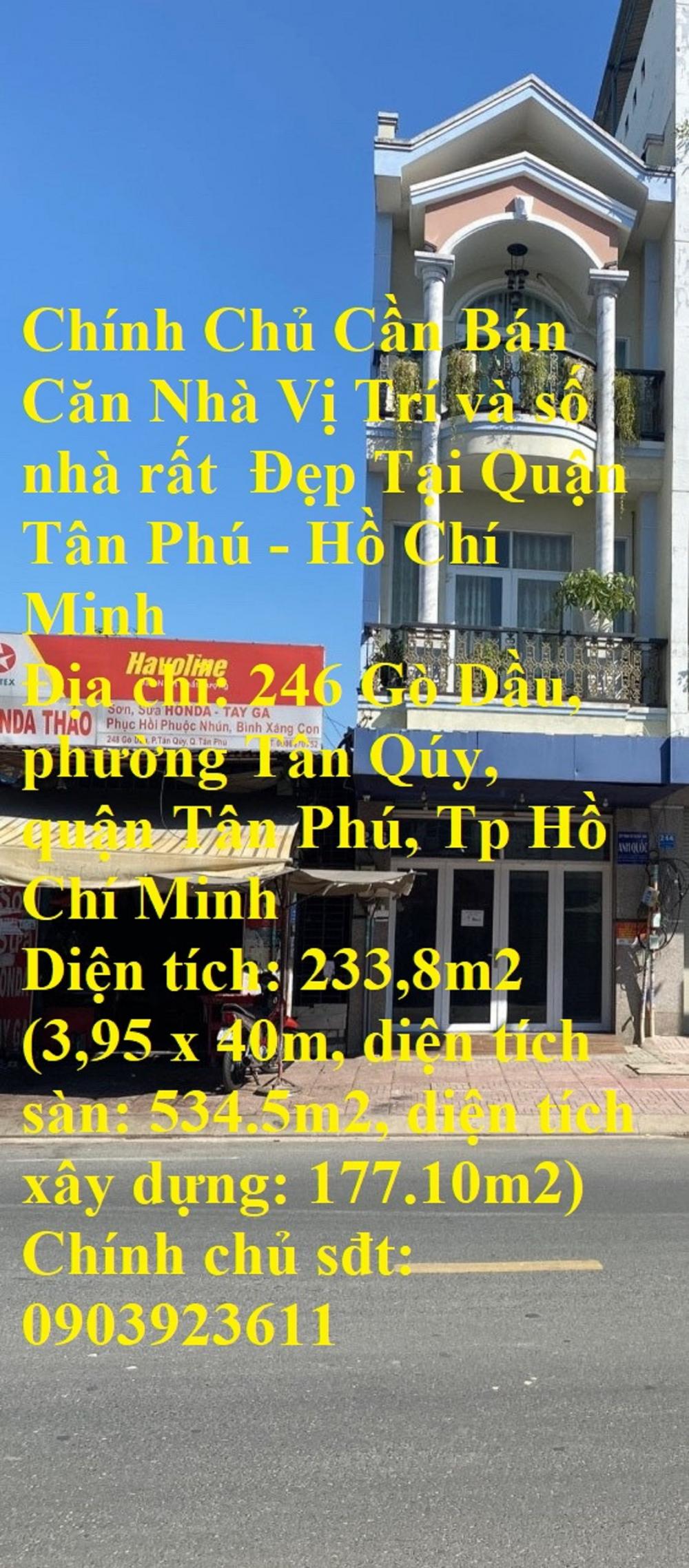 Chính Chủ Cần Bán Căn Nhà Vị Trí và số nhà rất  Đẹp Tại Quận Tân Phú - Hồ Chí Minh