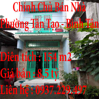 Chính Chủ Cần Bán Nhà , Quận Bình Tân, Tp Hồ Chí Minh