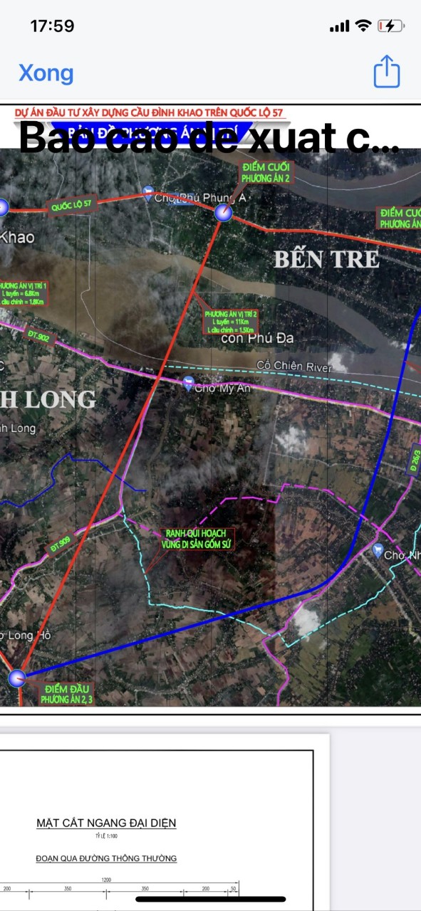 4000m2 đất mặt tiền QL 57 cách bùng binh 100m, Thị Trấn Chợ Lách Bến Tre